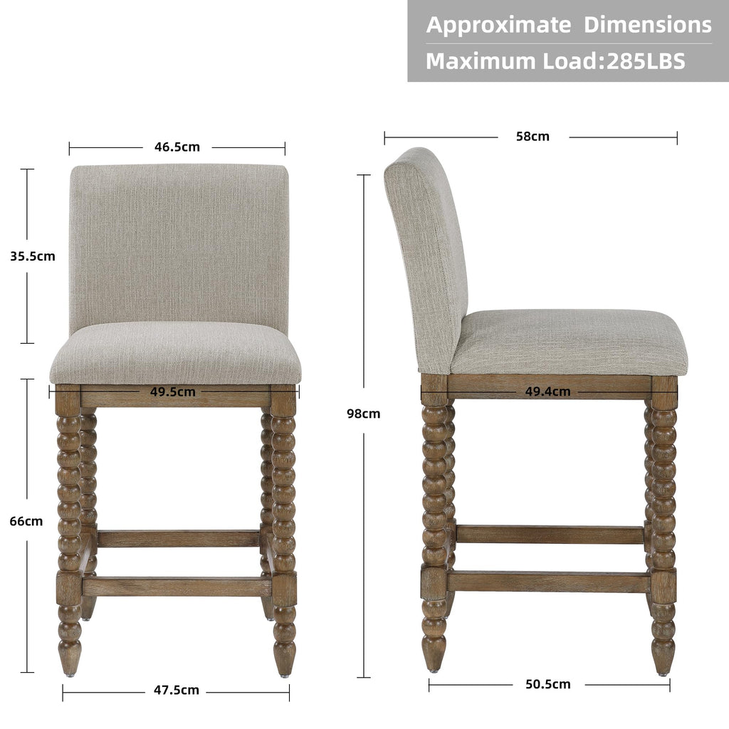 DUHOME Spindle Counter Stool with Padded Spring Seat,Wooden Bar Stools Farmhouse 26 Inch Counter Height Stools Chairs with Spindle Back for Kitchen Island