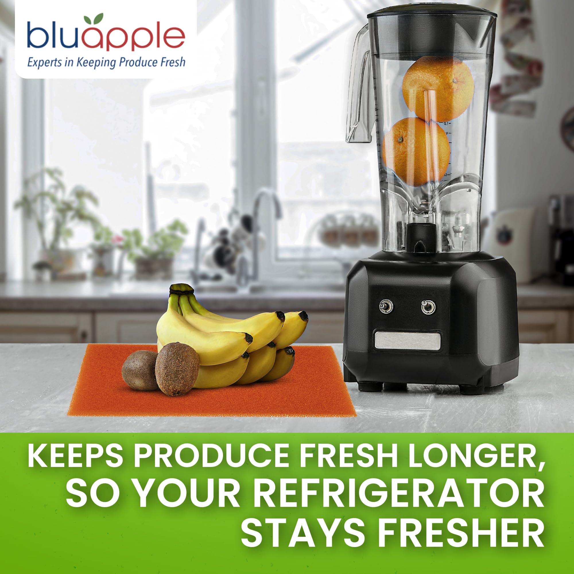 Bluapple FreshMats, Refrigerator Bin Liner, Fridge Drawer Mats, Crisper Life Extender Liner Keeps Produce Fresh Longer, Anti-Bruising, for Air Circulation, Washable & Reusable (4-Mats, 12x15, Black)