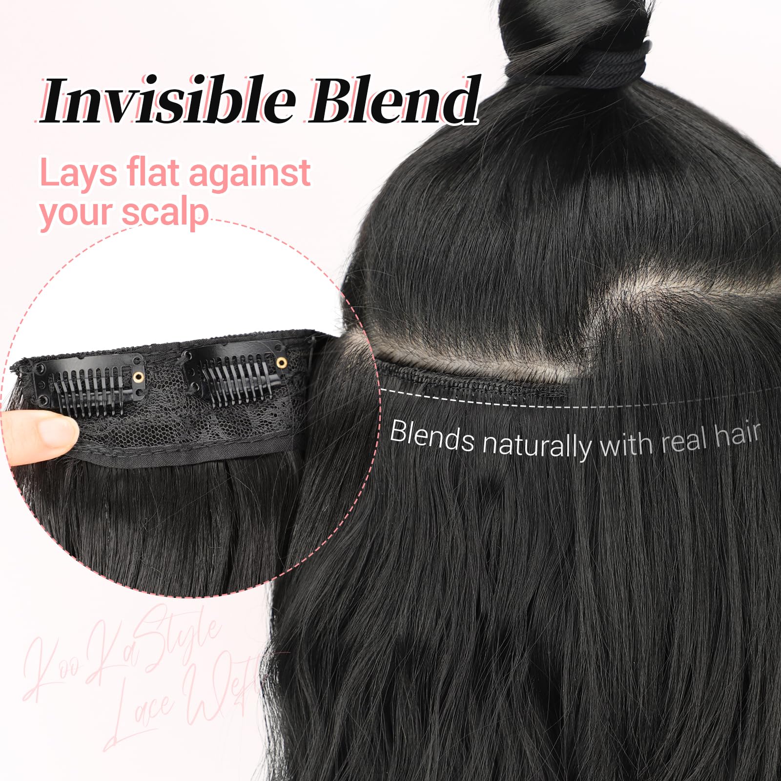 KooKaStyle Clip in Synthetic Hair Extensions Long Wavy 4PCS Thick Hairpieces Balayage Chocolate Brown to Caramel Blonde 10H26 Fiber Double Weft Natural Hair Extensions 16 Inch for Women