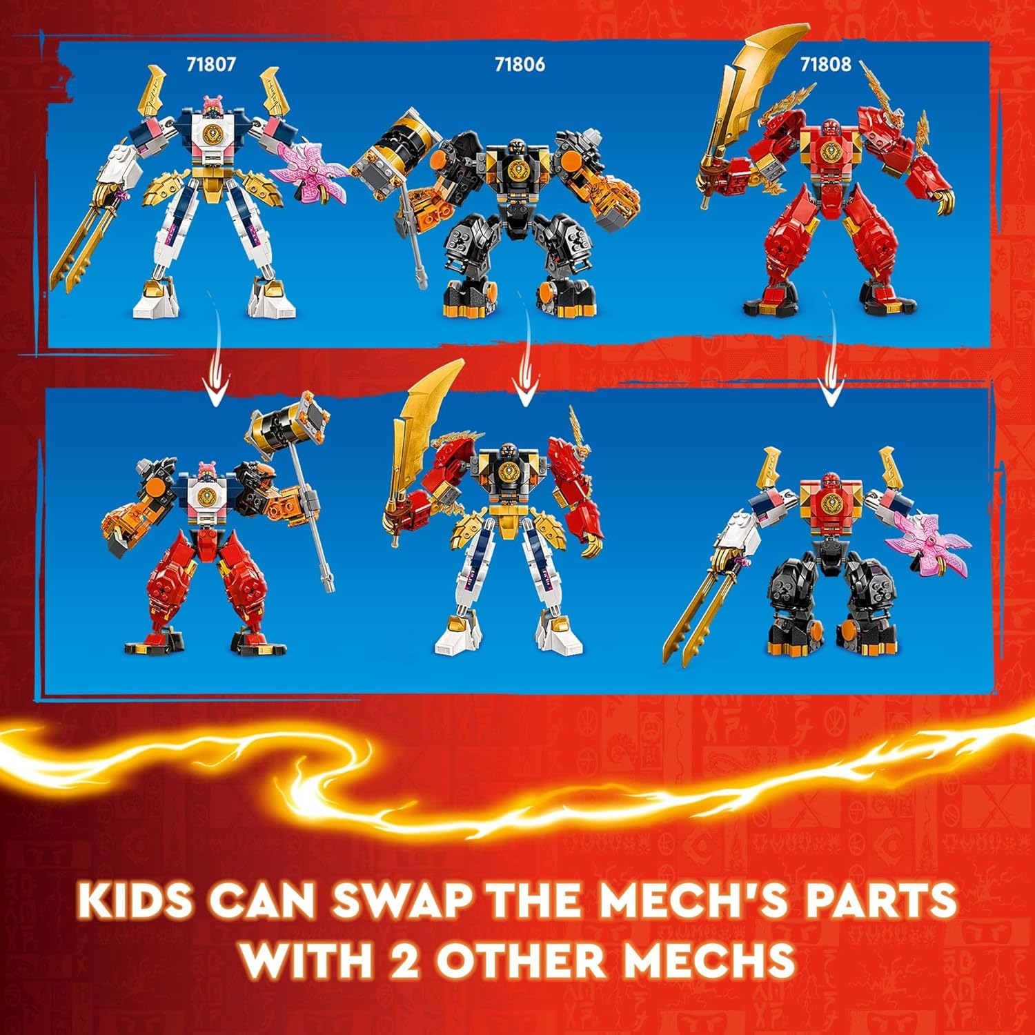 LEGO NINJAGO Sora’s Elemental Tech Mech Mini Ninja Toy, Customizable Figure, Adventure Toy Set for Kids with Sora Minifigure, Ninja Action Figure Gift for Boys and Girls Ages 7 and Up, 71807 | 71807, Customizable Figure, Sora Minifigure Included, Adventur