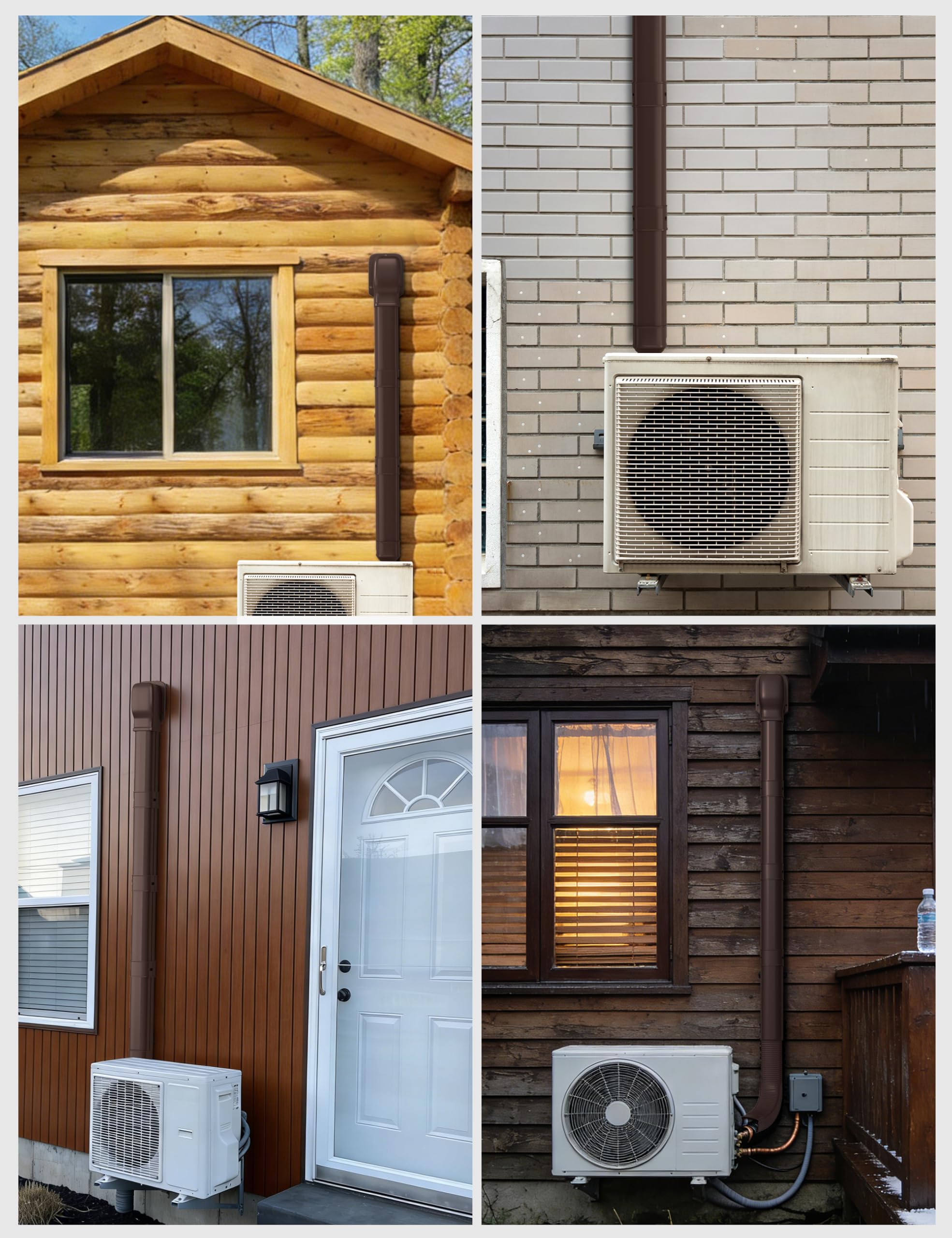 3'' x 9Ft Mini Split Line Set Cover with Flexible Duct, Upgrade PP Decorative Minisplit Lineset Cover Kit, Line Hide for Mini Split, Air Conditioner, Central AC, HVAC and Heat Pumps, Brown
