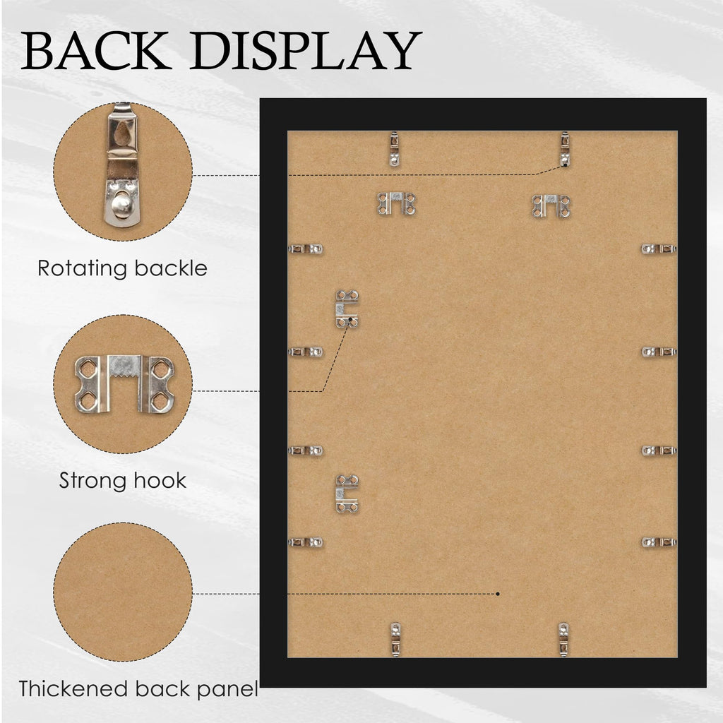 16x24 Black Frame 2 Pack, Engineered Wood for 24 x 16 in Poster | Horizontal or Vertical Wall Mounting, 24x16 Poster Frames for Gallery, Office, and Home Decor