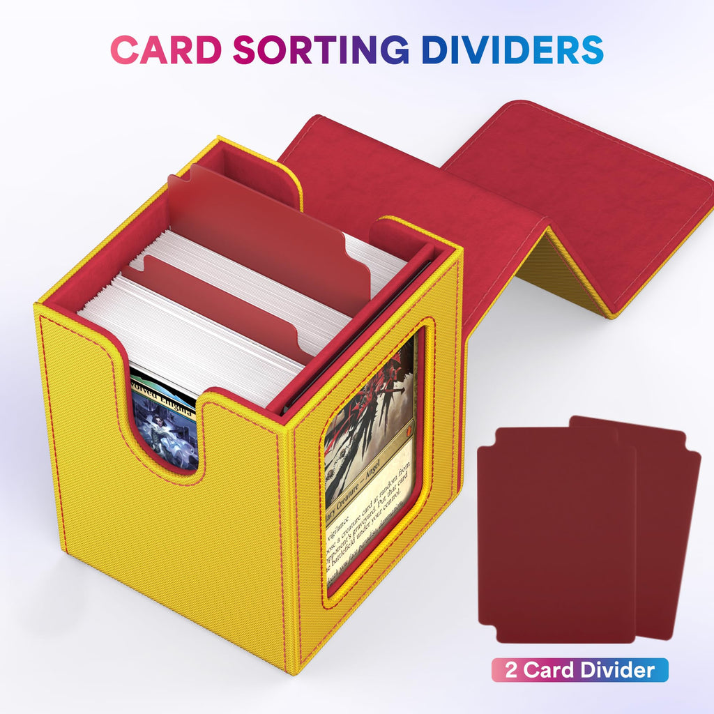 UAONO 4 Pack MTG Commander Deck Box, Independent Commander Display, Fits 400 Double-Sleeved Cards, Magnetic Deck Case for Magic the Gathering TCG, 8 Dividers & 4 Top Loaders (4 Color)