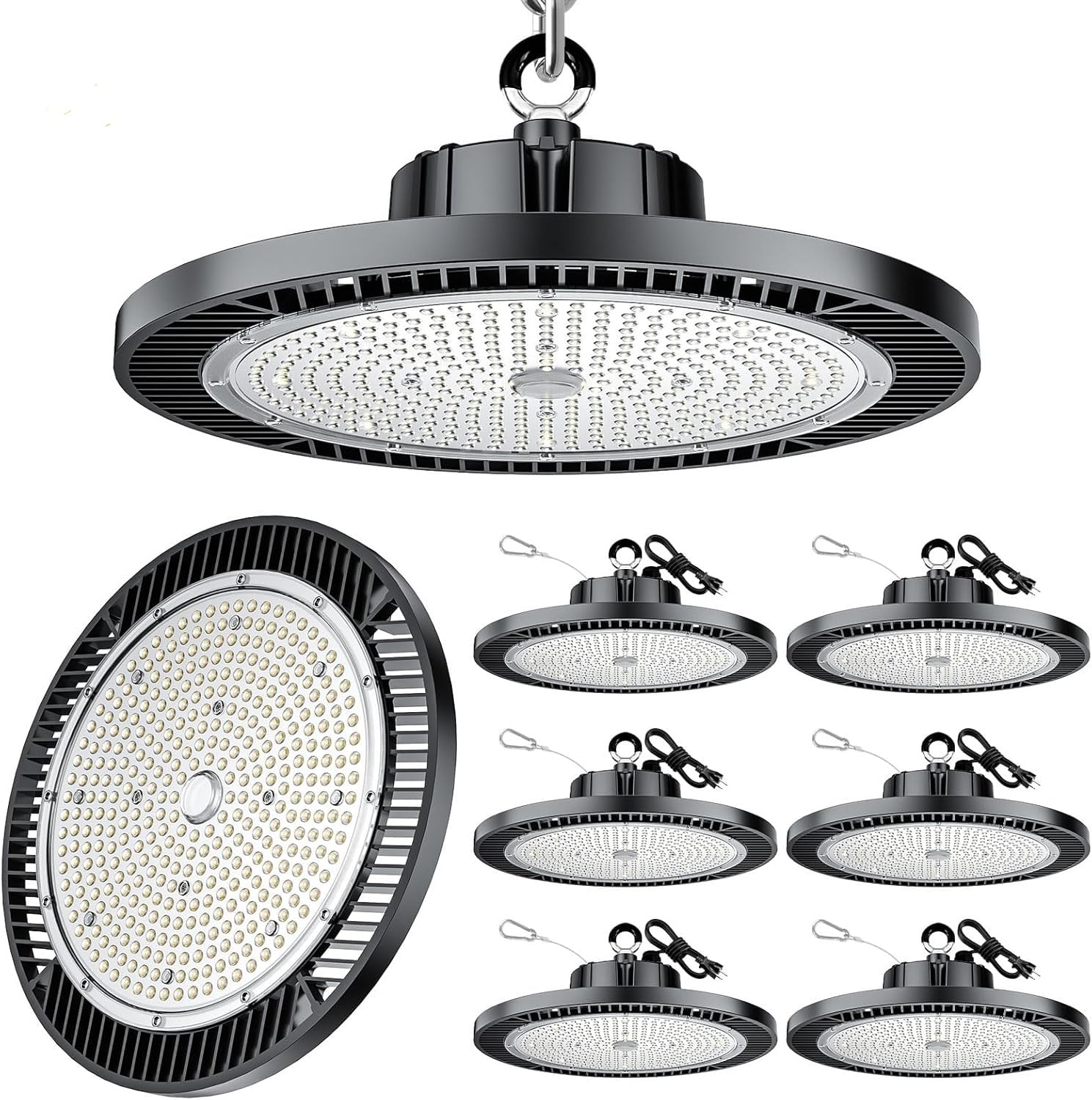 200W LED High Bay Lights UFO 150lm/w 5000K AC100-277V IP65 Super Brightness Shop Lights Replaces 800W HPS for Warehouse Workshop Gym Garage Barn FCC Listed