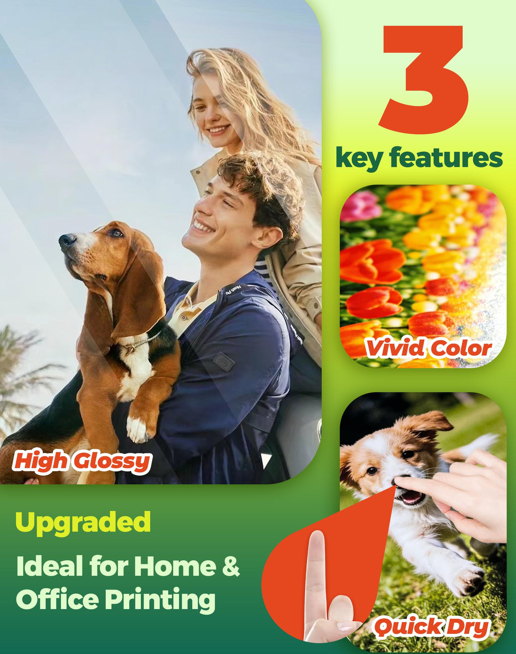 Uinkit Premium Glossy Inkjet Photo Paper - 4x6 Inch, 48lb 180gsm, 100 Sheets - Professional Photographic Quality, Dye Ink Compatible, High-Gloss Finish for Vivid Memories & Instant Prints