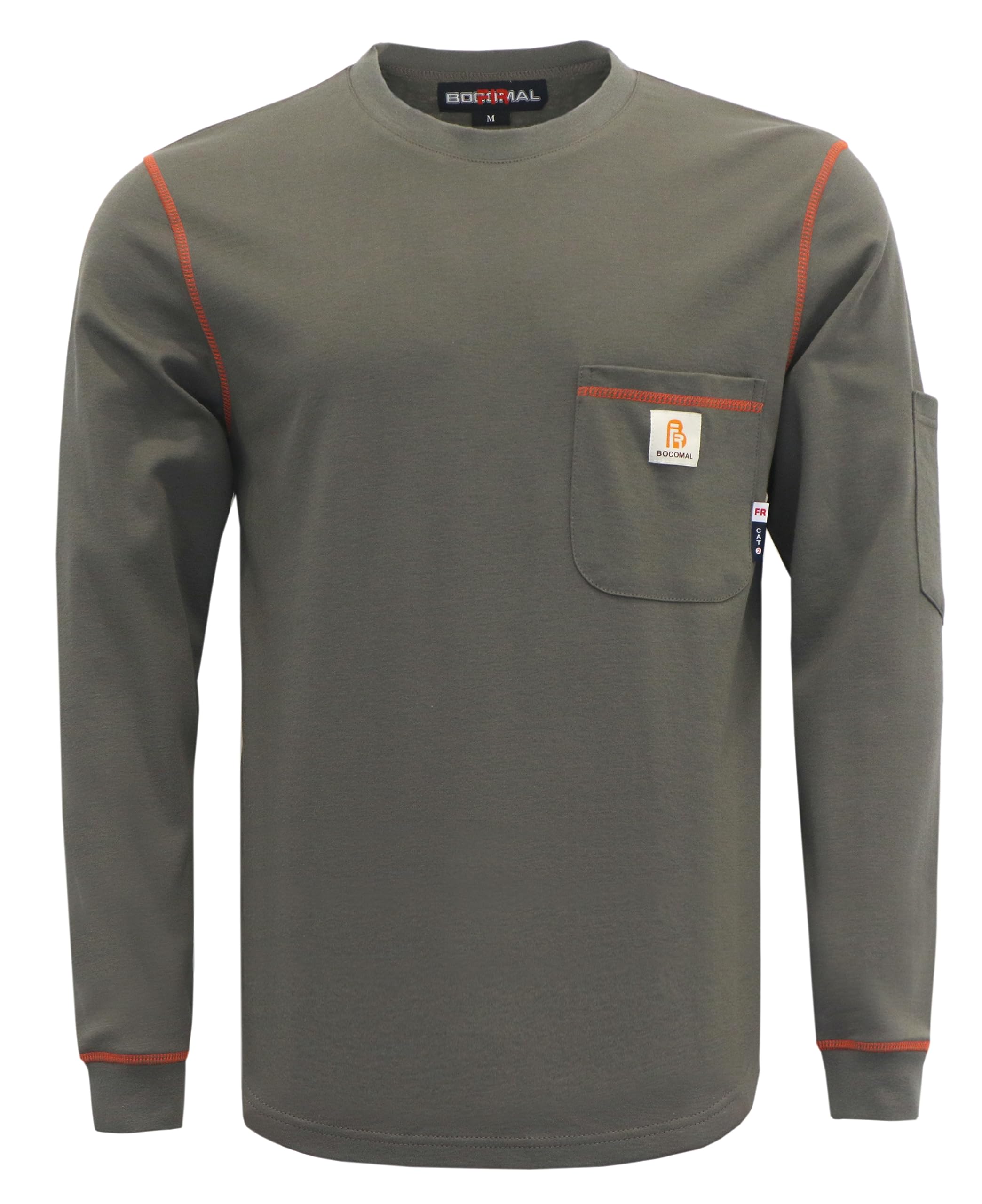BOCOMAL FR Shirts for Men Lightweight Crew Long Sleeve Flame Resistant/Fire Retardant Shirt…