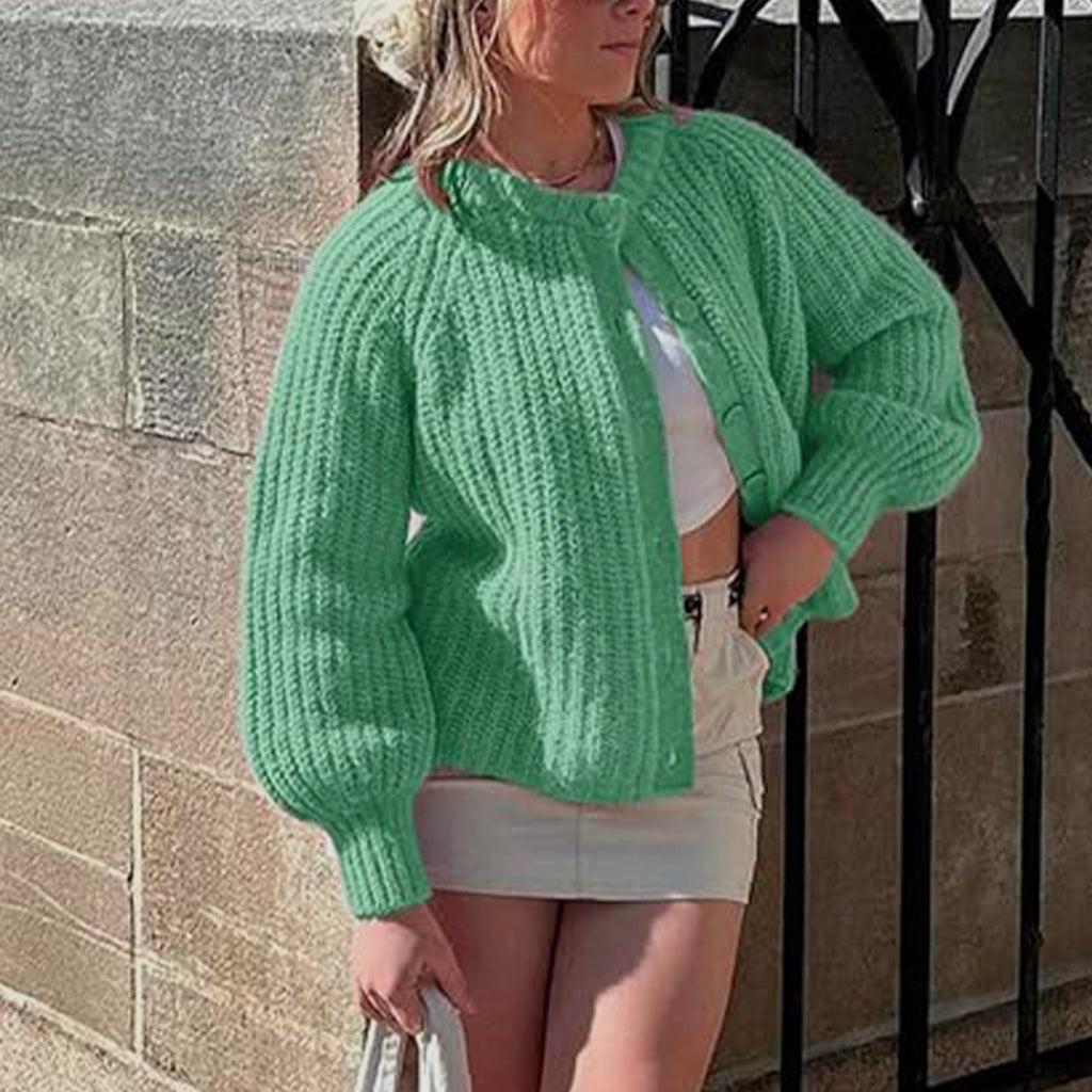Hixiaohe Cardigan Sweater for Women Long Sleeve Button Y2K Chunky Knit Sweater Fall Casual Open Front Outwear Knitwear Coat