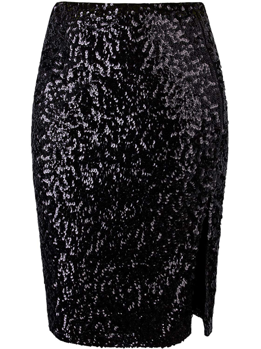 Vijiv Women's Sequin Skirt Midi High Waist Elegant Stretchy Sparkle Side Slit Pencil Skirt Party Cocktail