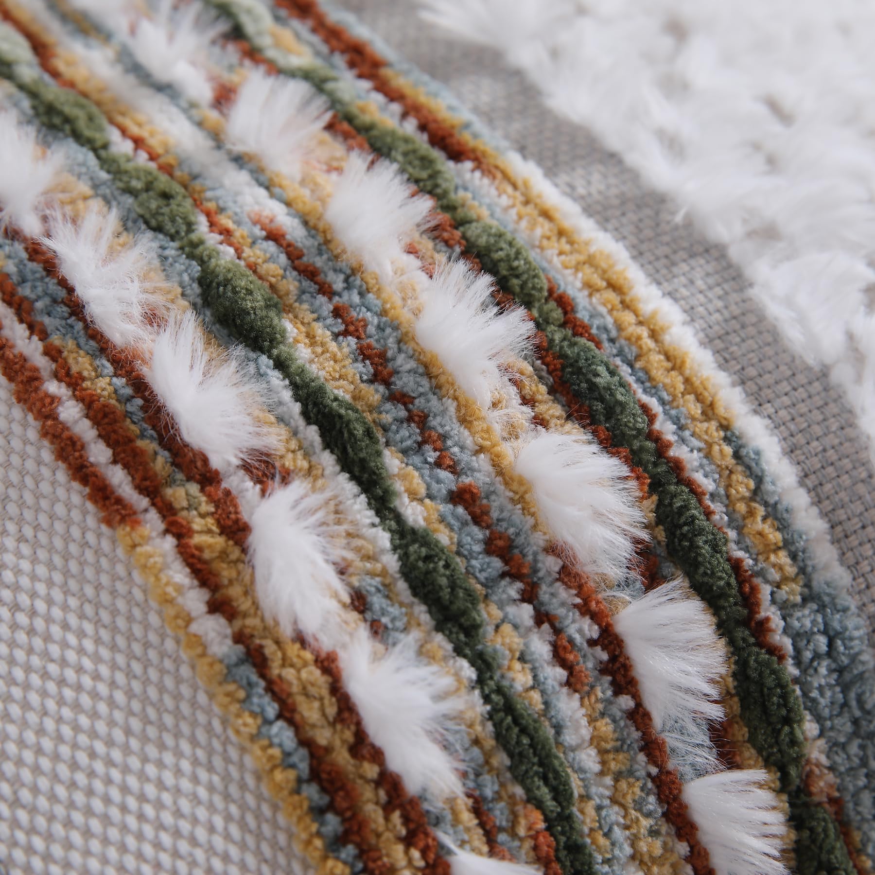 Boho Pillow Covers 18x18 Set of 2 for Couch-Modern Farmhouse Sofa Decorative Throw Pillow Covers Textured Chenille Cushion Covers Outdoor Netural Bohemian Pillow Cases Square