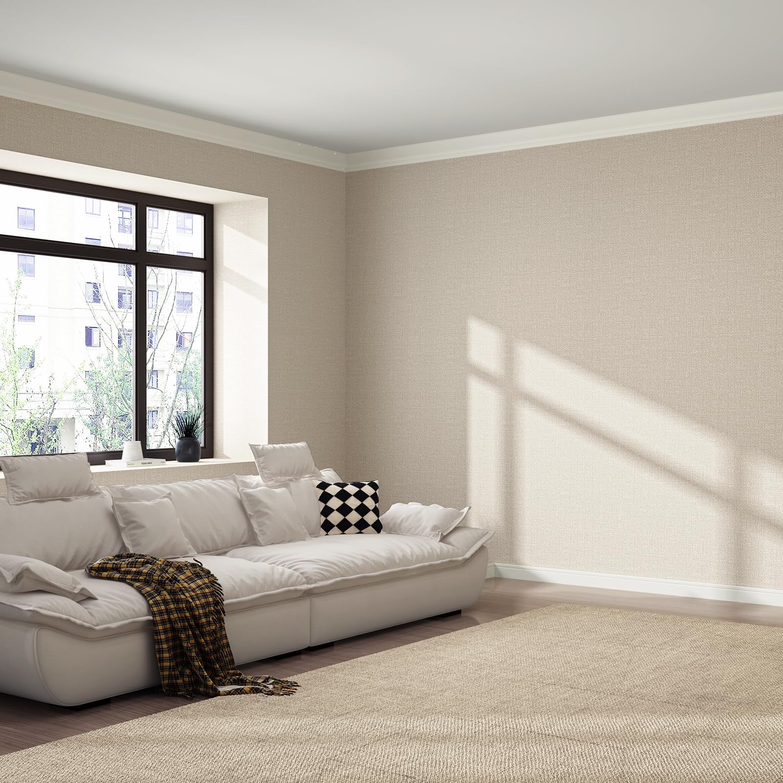 Grasscloth Peel and Stick Wallpaper 20.8"x394" Gray Thick Fabric Textured Linen Classic Faux Grassweave Neutral Removable Wallpaper Vinyl Film Roll for Home Use
