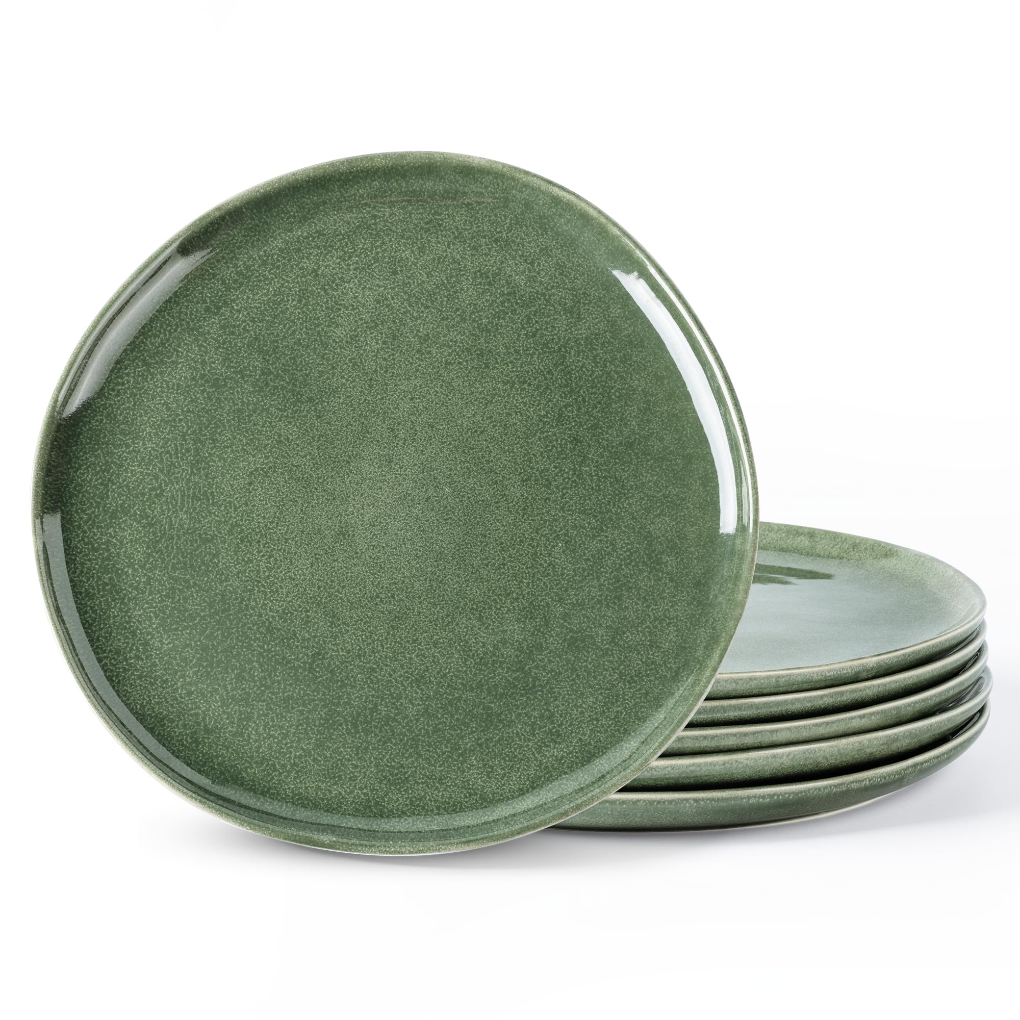 AmorArc 8.5" Ceramic Plates Set of 6 | Handmade Stoneware with Reactive Glaze for Dessert, Salad, Appetizer & Dinner | Microwave/Dishwasher Safe, Scratch Resistant