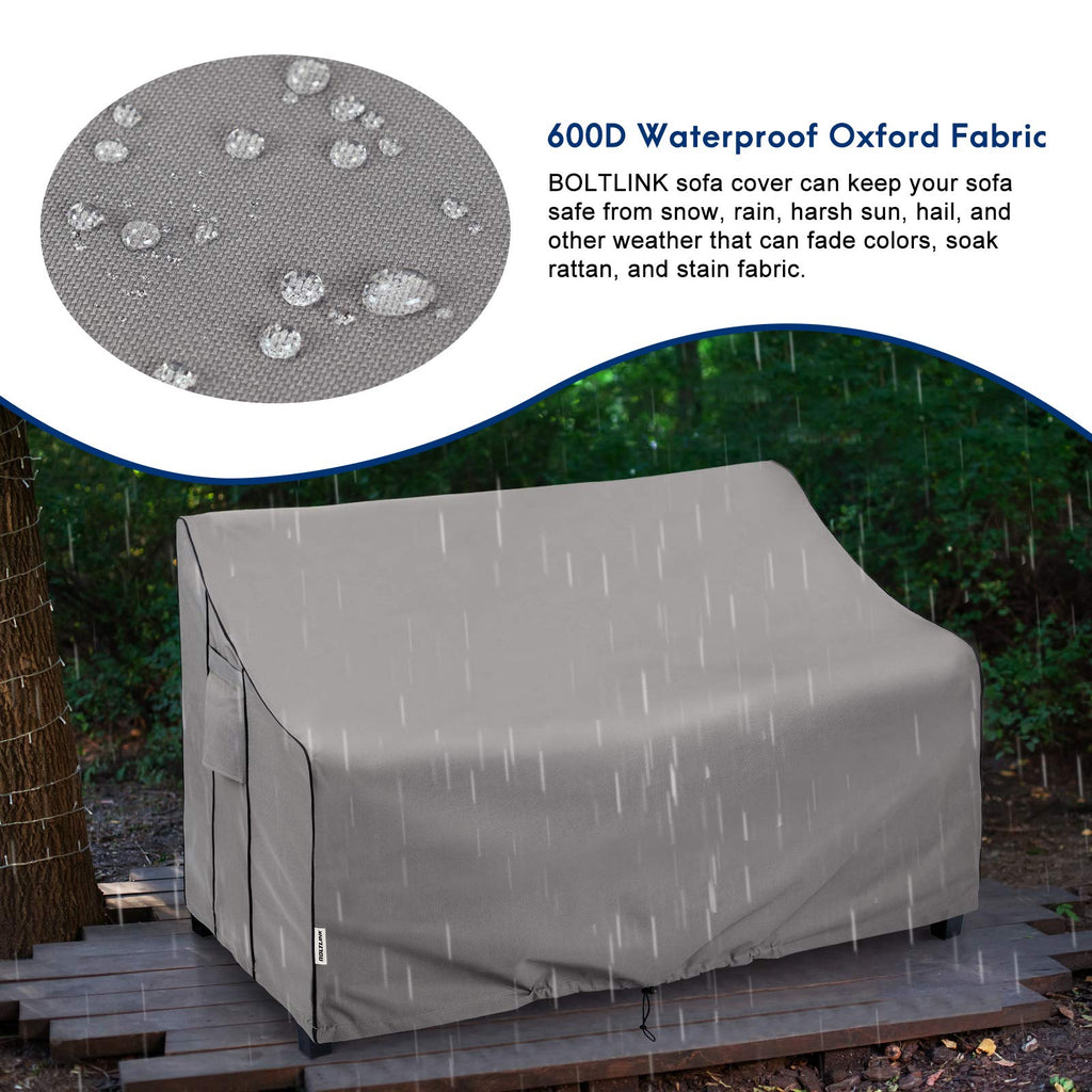 Patio Sofa Cover Waterproof, Heavy Duty 600D Oxford Fabric with UV Protection & Air Vents, Fits 52"W x 35"D x 34"H Inches for Outdoor Couch, Loveseat, Garden Furniture