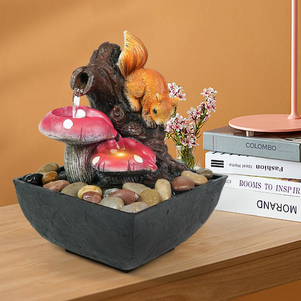 Ferrisland Tabletop Water Fountain, Zen Meditation Indoor Waterfall Fountain, Heart Shape Decoration with LED Light for Home Office Bedroom Relaxation Decor, Gift Ideas