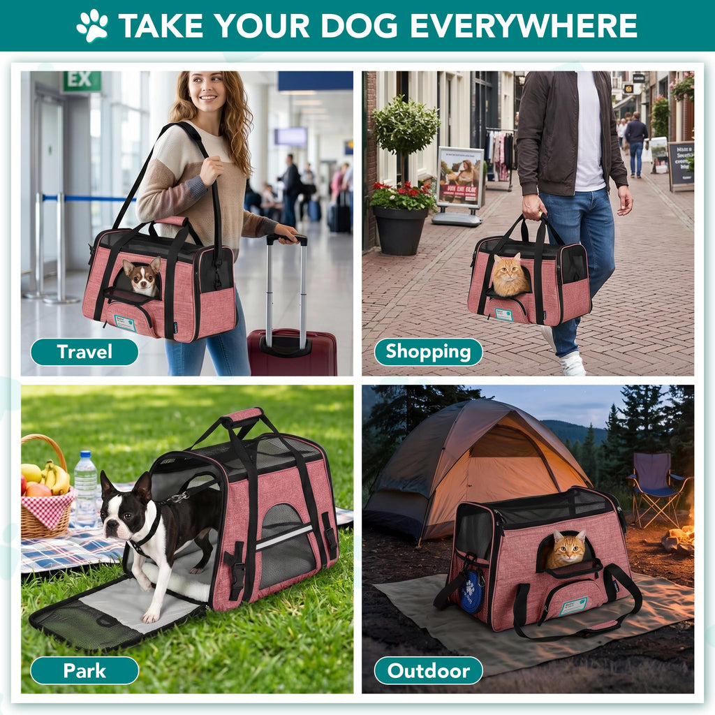 PetAmi Airline Approved Pet Carrier for Cats & Small Dogs, Soft Sided TSA Travel Carrier Bag with Sherpa Bed, Breathable Mesh Ventilation, Collapsible Bowl, Fits Under Seat, Up to 18 lbs, Small Black