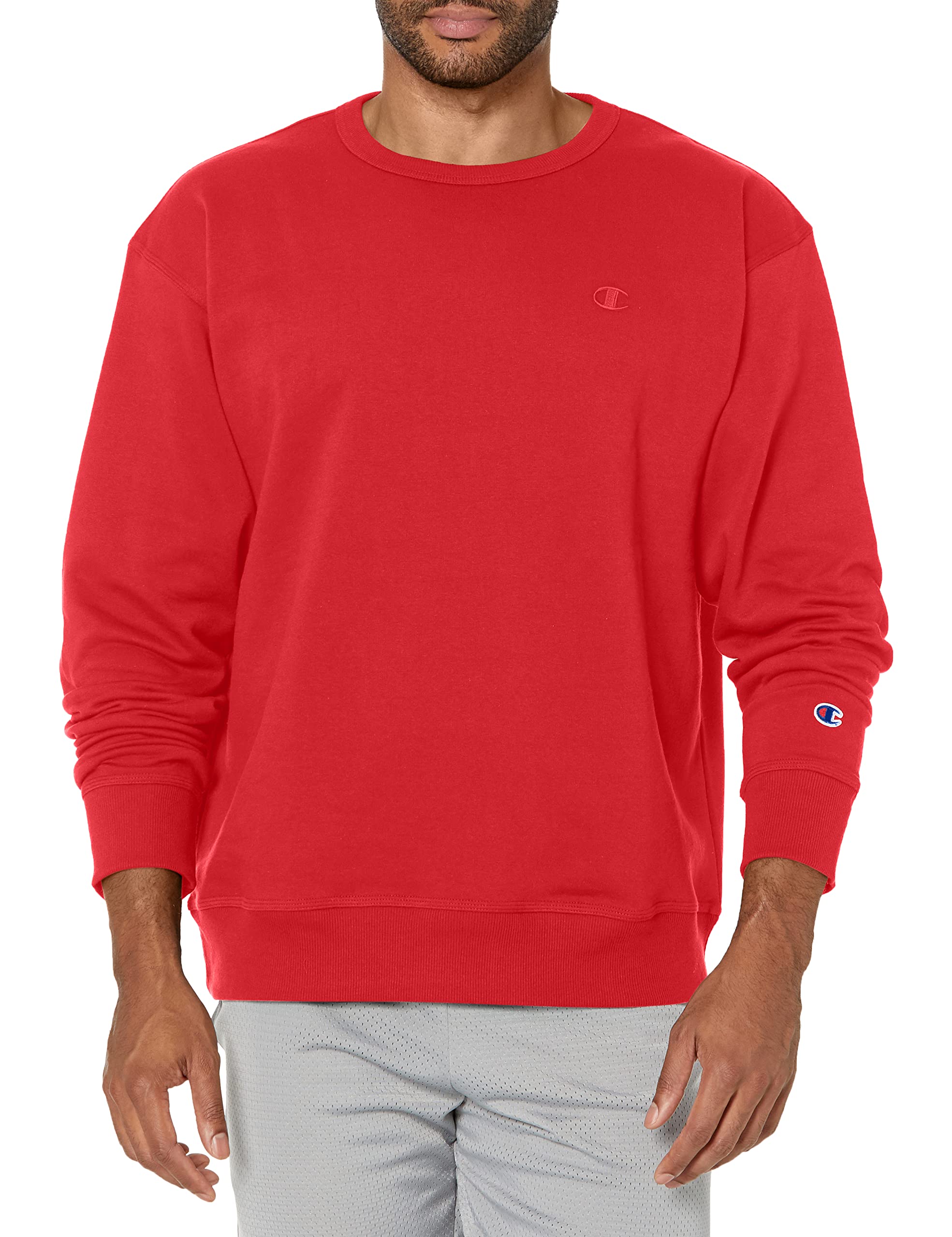 Champion Men's Men's Crewneck Fleece Sweatshirt, Standard Fit, Midweight, C Logo, Available in Regular and Big & Tall