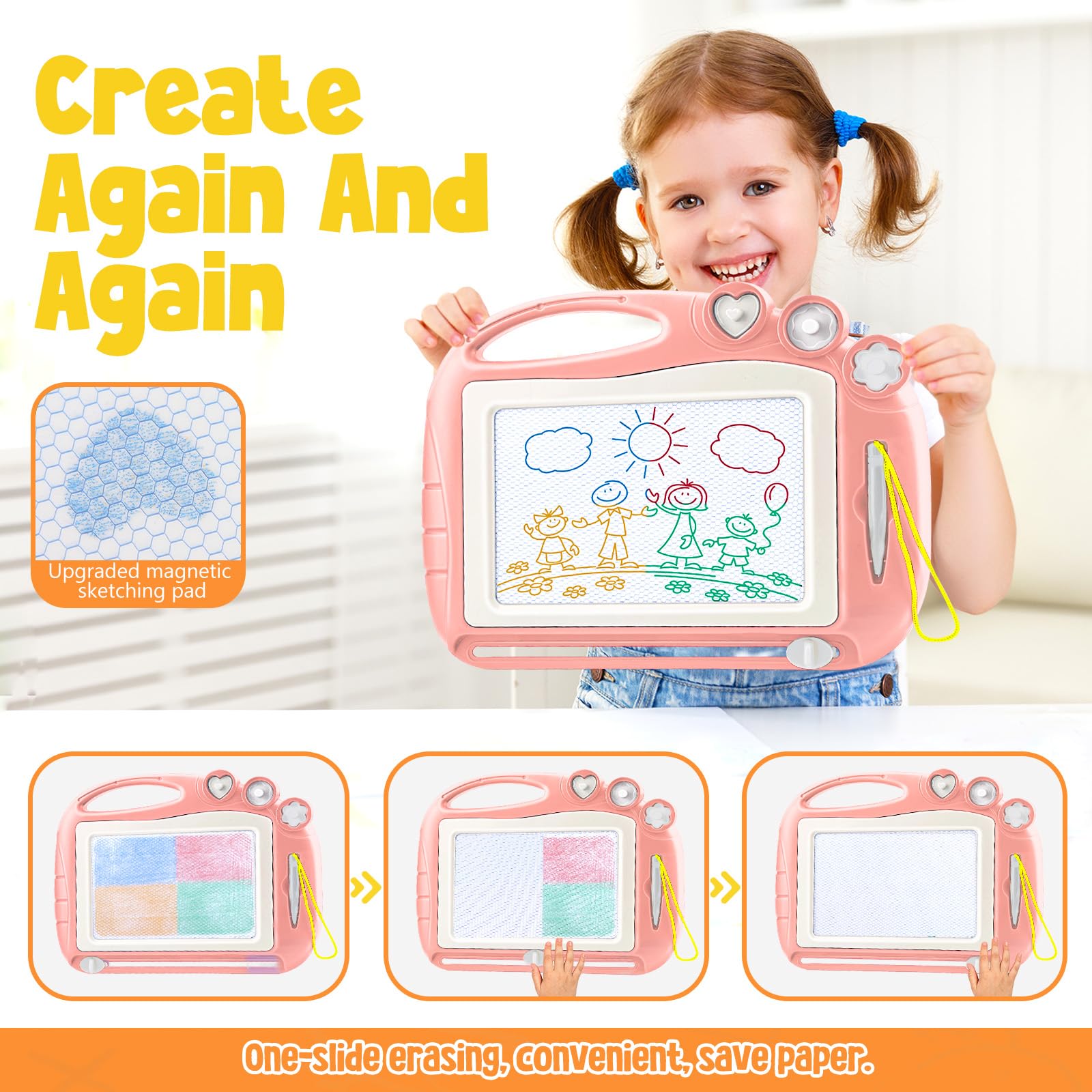 Magnetic Drawing Board, Toddler Toys for Age 1 2 3 Boys Girls, Toddler Drawing Board, Birthday Easter Christmas Halloween Kids Toy Gifts for Boys and Girls