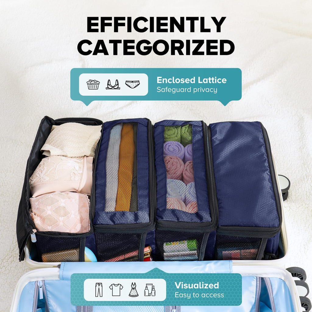 Suitcase Organizer, Travel Luggage Organizer Hanging Shelves Packing Cube Closet/Collapsible Portable Travel Organizer for Carry-on