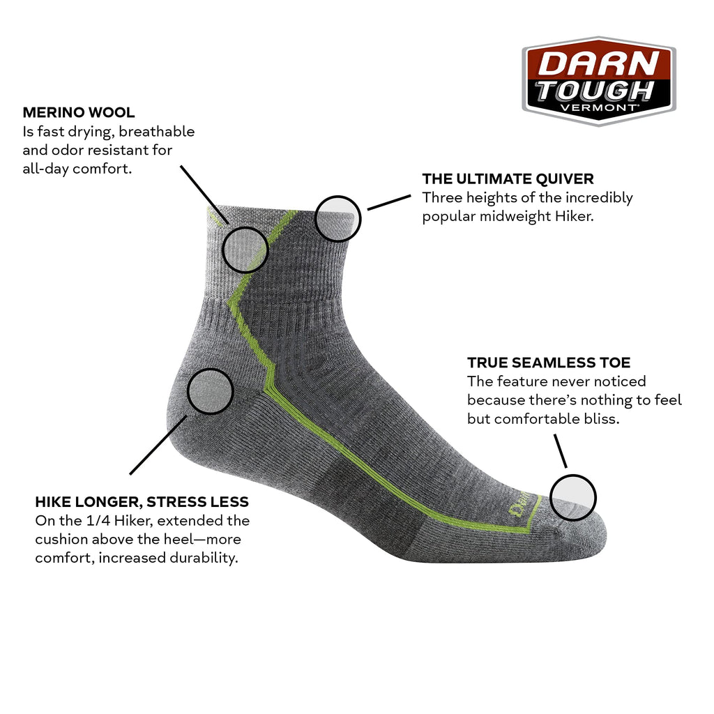 Darn Tough (Style 1959) Men's Hiker Quarter Midweight with Cushion Hiking Sock
