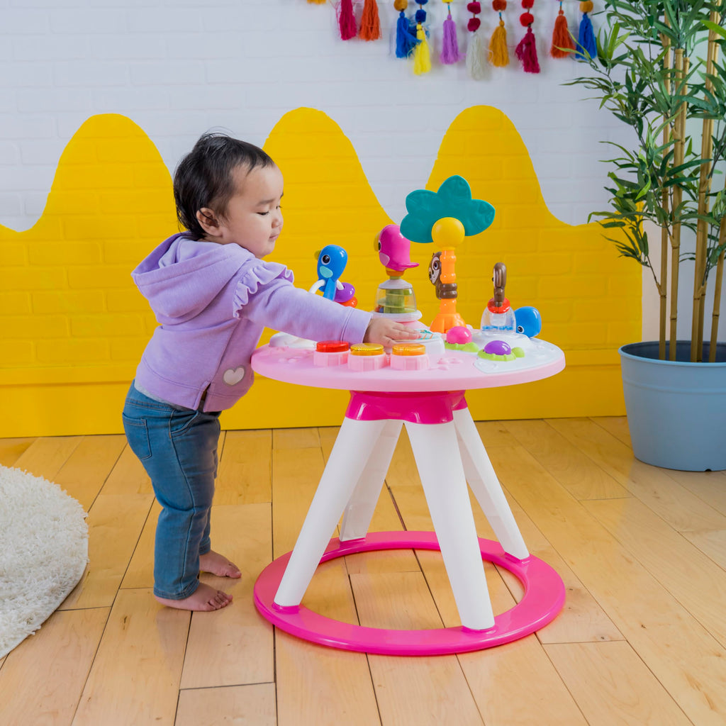 Bright Starts Around We Go 2-in-1 Baby Walker, Discovery Activity Center and Table, Tropic Cool, Ages 6 Months+