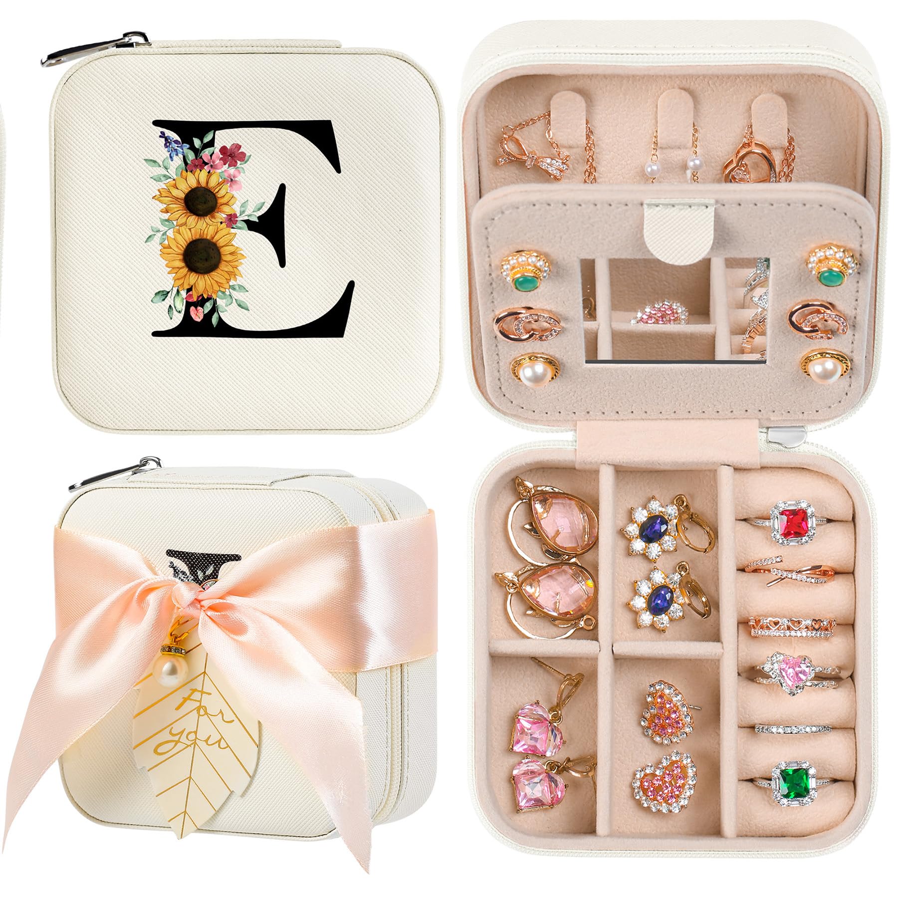 AYGXU Travel Jewelry Box for Women and Girls - Small Case With Initial A-Z - Teacher Gifts