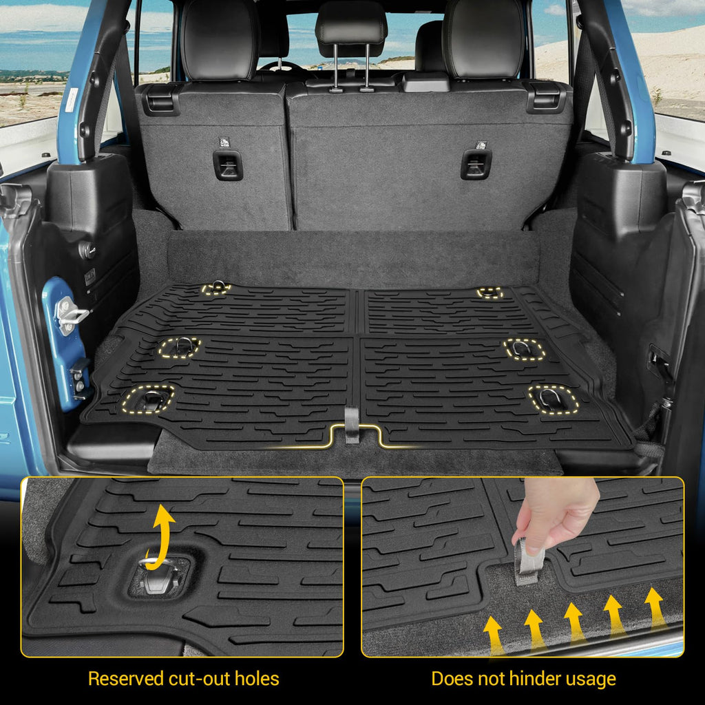 Cargo Mats for 2018-2025 Jeep Wrangler JL Unlimited 4X4 Trunk Mat with Backrest Liner, All Weather TPE Protector Rear Back Seat Mats for 18-25 Wrangler JL 4X4 4 Door Accessories