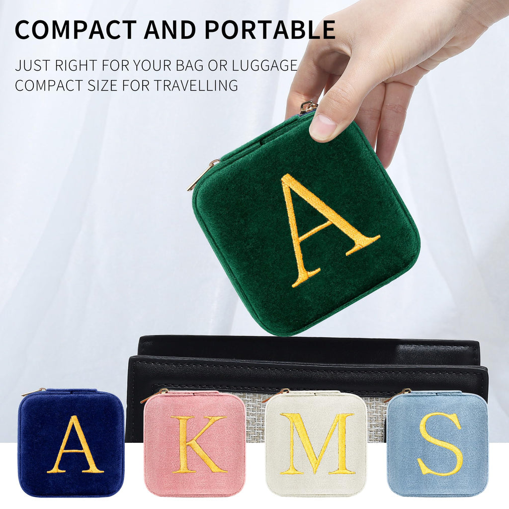 Parima Gift for Women - 21st 30th 40th 50th 60th 70th Birthday Gifts for Women Her, Personalized Birthday Gifts Idea, Jewelry Box Travel Jewelry Case - Letter S, Green