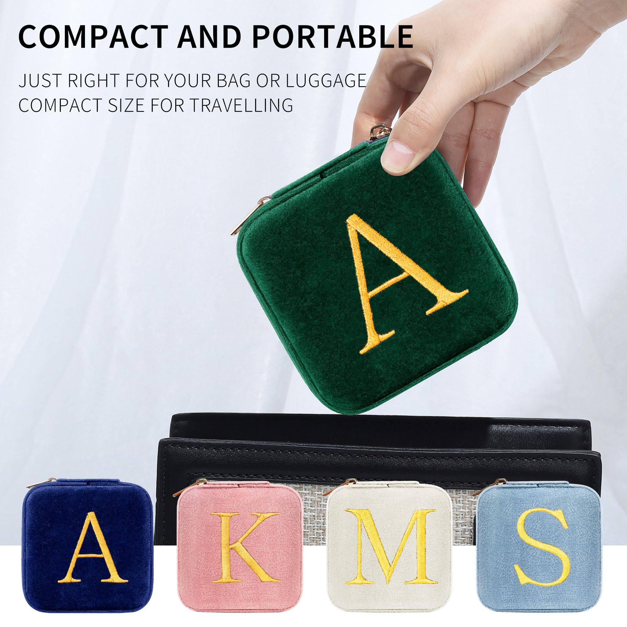 Parima Gift for Women - 21st 30th 40th 50th 60th 70th Birthday Gifts for Women Her, Personalized Birthday Gifts Idea, Jewelry Box Travel Jewelry Case - Letter S, Green