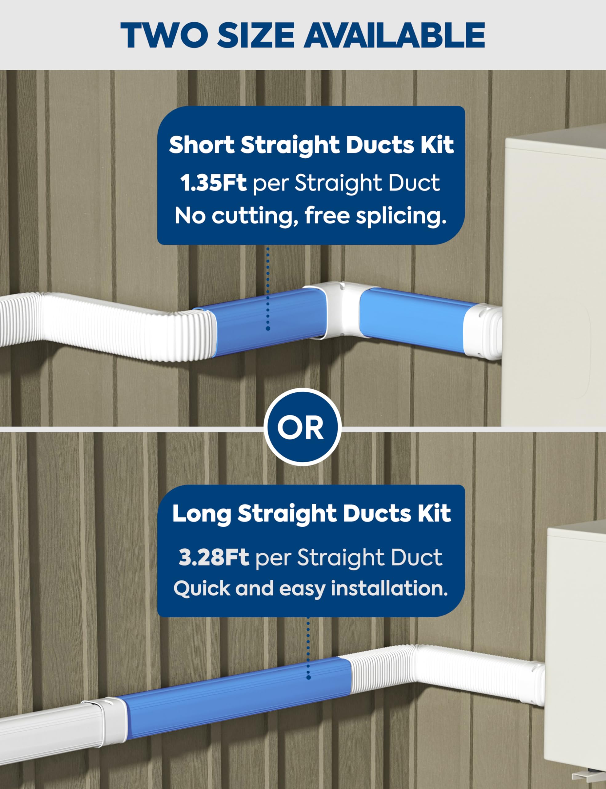 3'' x 9Ft Mini Split Line Set Cover with Flexible Duct, Upgrade PP Decorative Minisplit Lineset Cover Kit, Line Hide for Mini Split, Air Conditioner, Central AC, HVAC and Heat Pumps, Brown