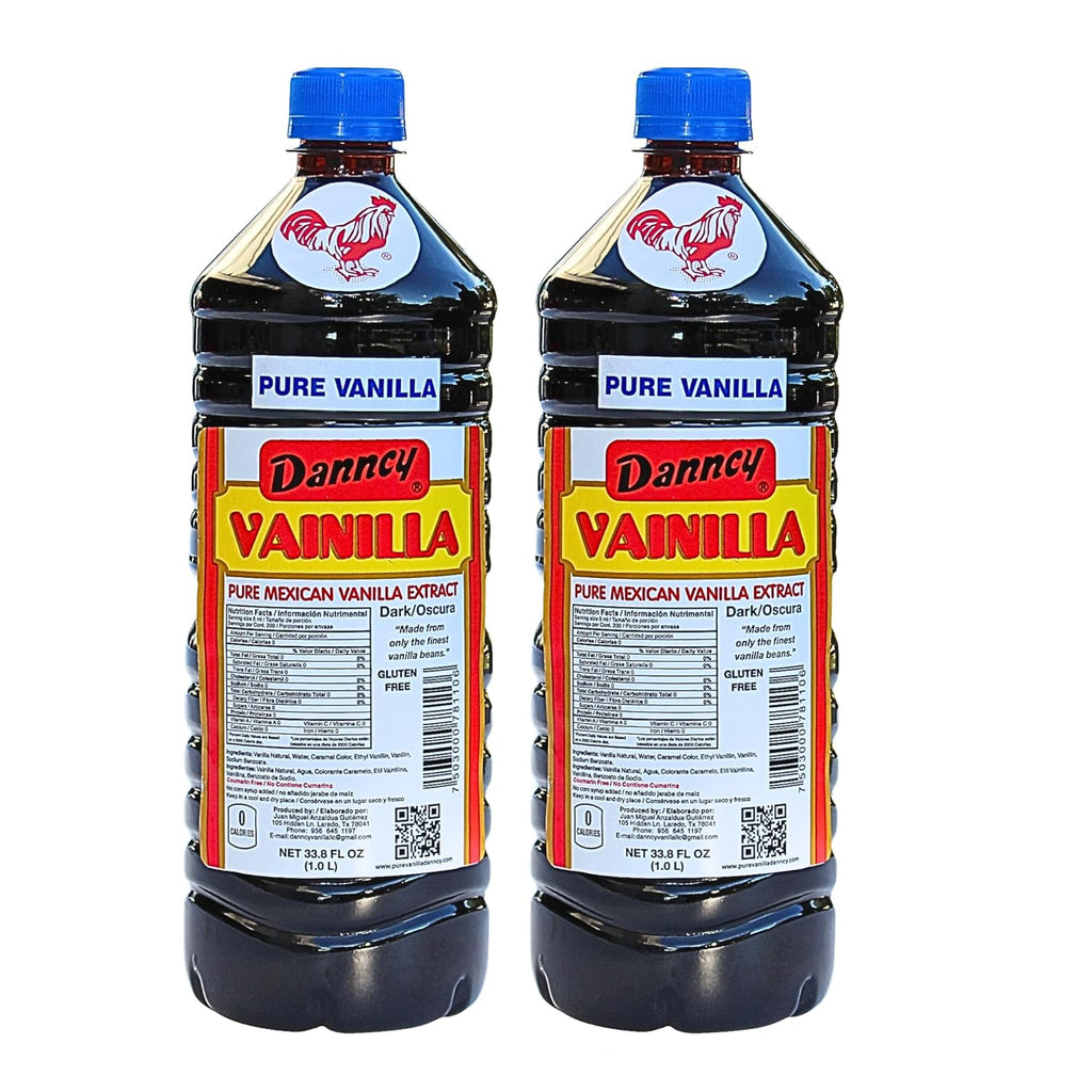 Danncy Vanilla Dark 33.8 fl oz (1L) 2 Pack Authentic Mexican Vanilla Extract