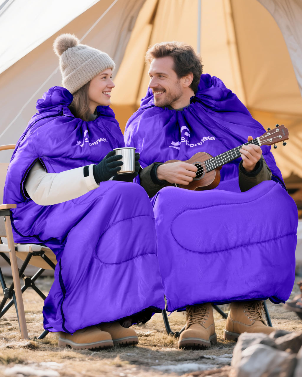 Sportneer Wearable Sleeping Bag for Adults & Kids – Walkable with Arm Zippers, Warm Weather & Cold Waterproof, Compact for Camping, Stadiums, Travel, Backpacking & Car Use