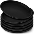 Zopeal 2 Pieces Black Round Restaurant Serving Tray, Plastic Non Slip Surface Food Meals Server Tray with Raised Edges for Home, Kitchen, Restaurant, Cafeteria, Bar (11")
