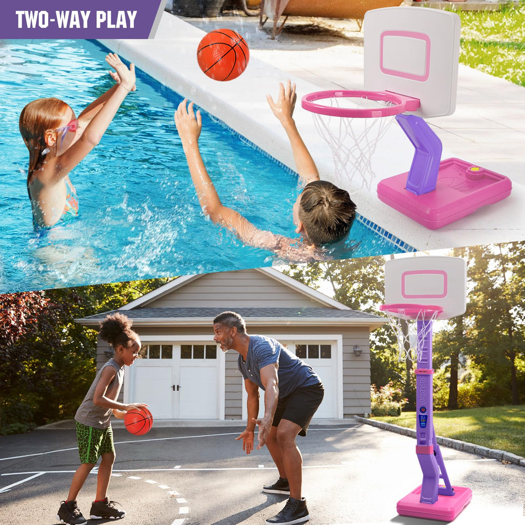 SUPER JOY Toddler Basketball Hoop - Height Adjustable Kids Basketball Hoops for Indoor & Outdoor Play - Portable Mini Basketball Goal for Poolside- Game Sport Toys for Boys & Girls Age 1 2 3 4 5