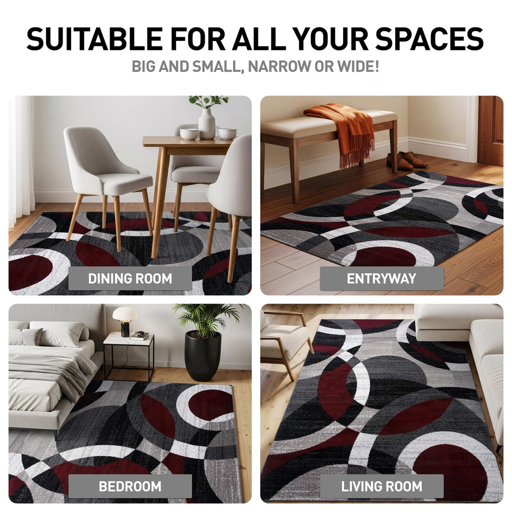 Rugshop Contemporary Modern Circles Abstract Area Rug 2' x 3' Blue