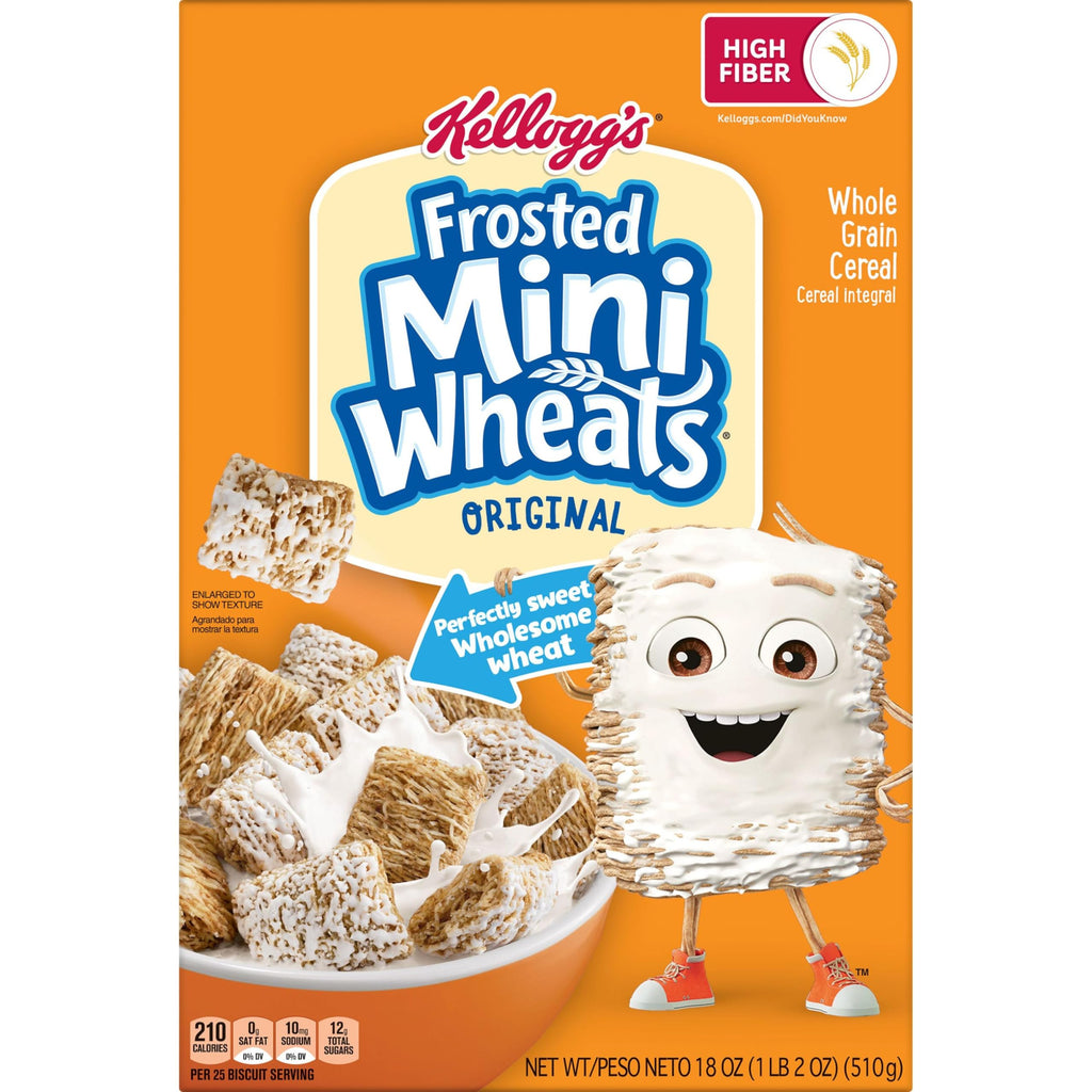Kellogg's Frosted Mini-Wheats Cold Breakfast Cereal, High-Fiber, Whole Grain, Family Size, Original, 24oz Box (1 Box)