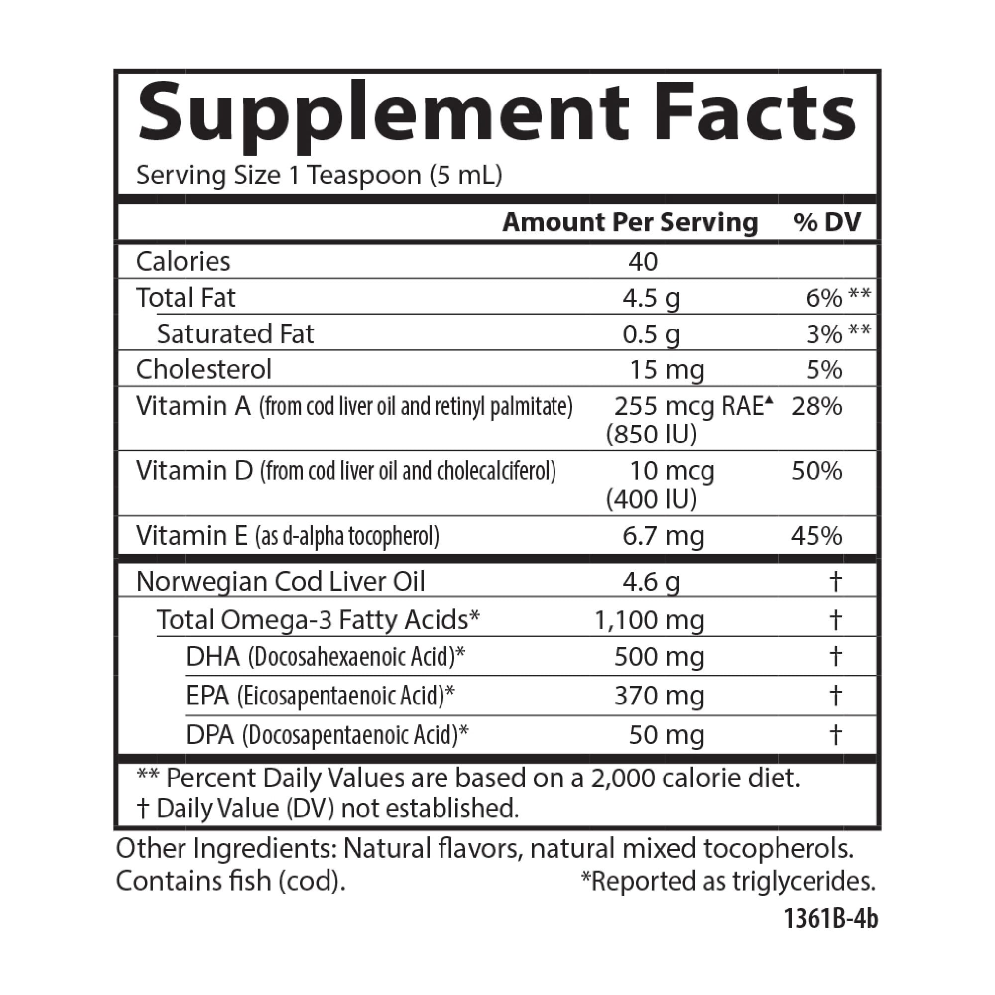 Carlson - Kid's Cod Liver Oil, 550 mg Omega-3s, Vitamins A & D3, Wild Norwegian, Bubble Gum, 250 mL