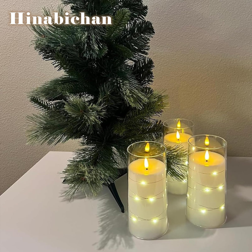 Flickering Flameless Candles with Remote Timer, 6pcs LED Battery Operated Candles with Embedded String Lights Red, Same Size D3 H6