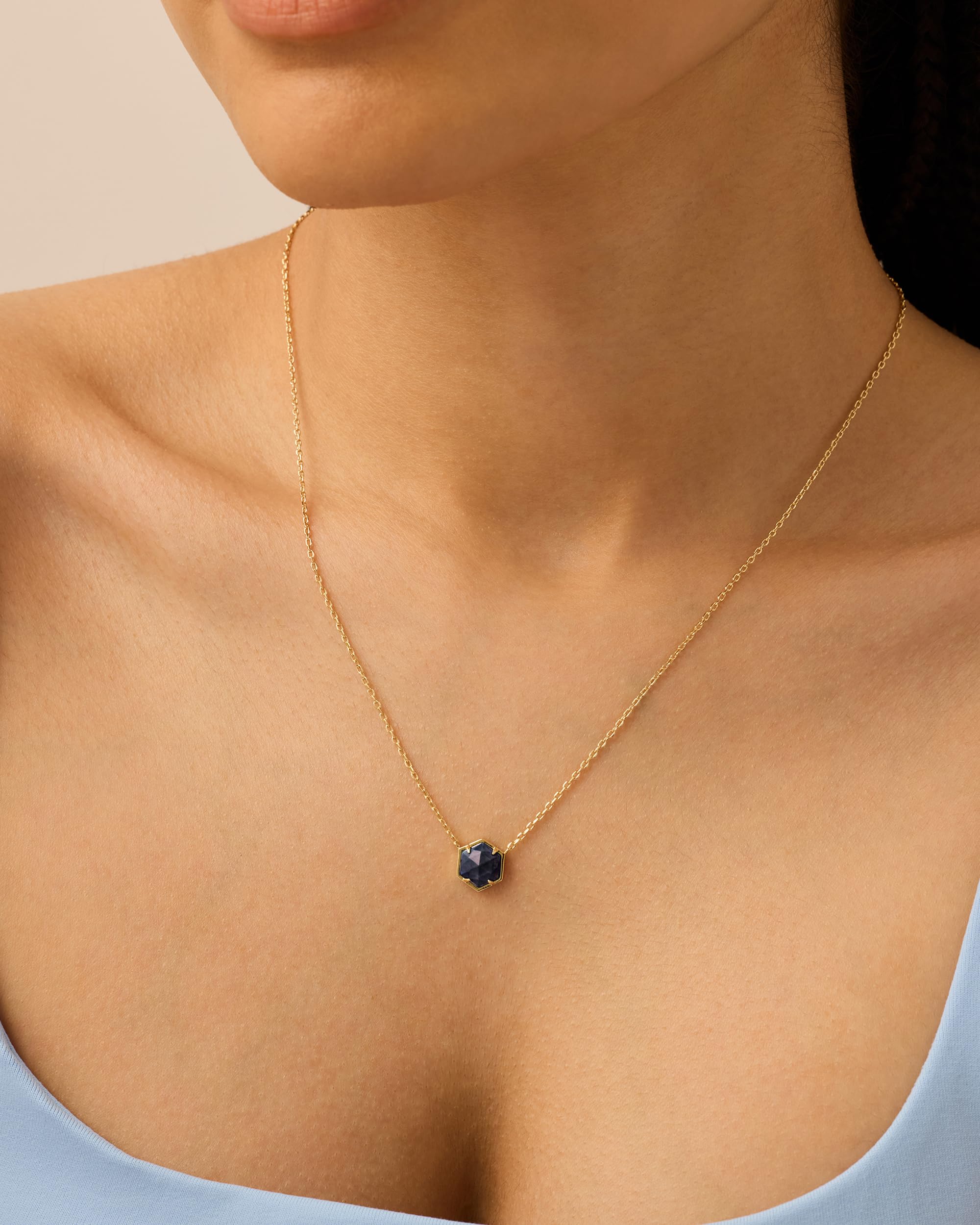 PAVOI 14K Gold Plated Gemstone Pendant Necklace | Dainty Chain Necklaces for Women | Amethyst, Onyx, Green Fluorite, Labradorite, Pearl, Rose Quartz, Agate, Sodalite, Turquoise Gemstone Pendants