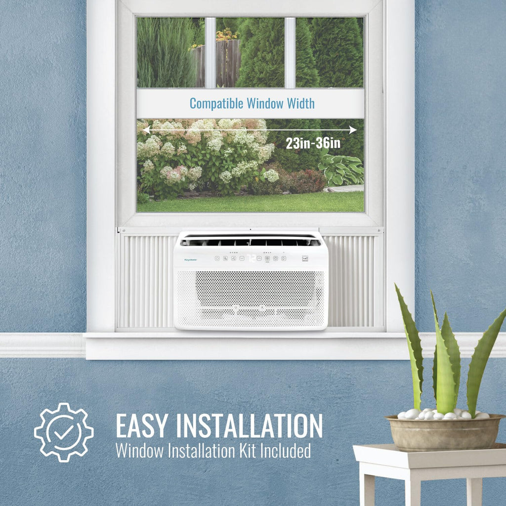 Keystone Energy Star 8,000 BTU Window Mounted Inverter Air Conditioner with Quiet, High Efficiency Operation and Remote, Window AC Unit for Apartment, Living Room, Medium Rooms up to 350-Sq.Ft.