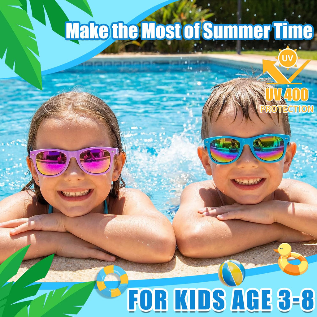Kids Sunglasses Bulk, Kids Sunglasses Party Favors for Age 3-8, UV400 Protection Neon Kids Sunglasses Bulk for Boys Girls (12Pack-heart sunglasses)