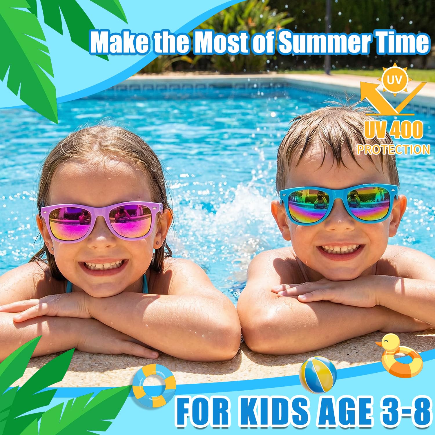 Kids Sunglasses Bulk, Kids Sunglasses Party Favors for Age 3-8, UV400 Protection Neon Kids Sunglasses Bulk for Boys Girls (12Pack-heart sunglasses)
