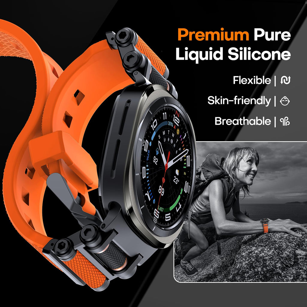 TAURI Nylon for Apple Watch Bands SE/Series 9/8/7/6/5/4 44/45mm, Rugged Nylon Braided Strap & Stainless Steel Connector – iWatch 44mm/45mm Adjustable Woven Band for Men Women, All Black