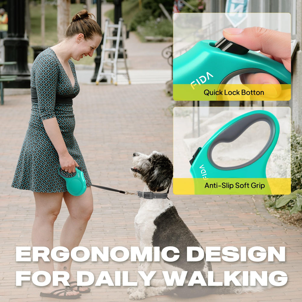 Fida Retractable Dog Leash X-Small Breed, 10 ft Durable Pet Walking Leash for Extra Small Dogs/Cats/Small Animals up to 18 lbs, 360° Tangle Free, Black