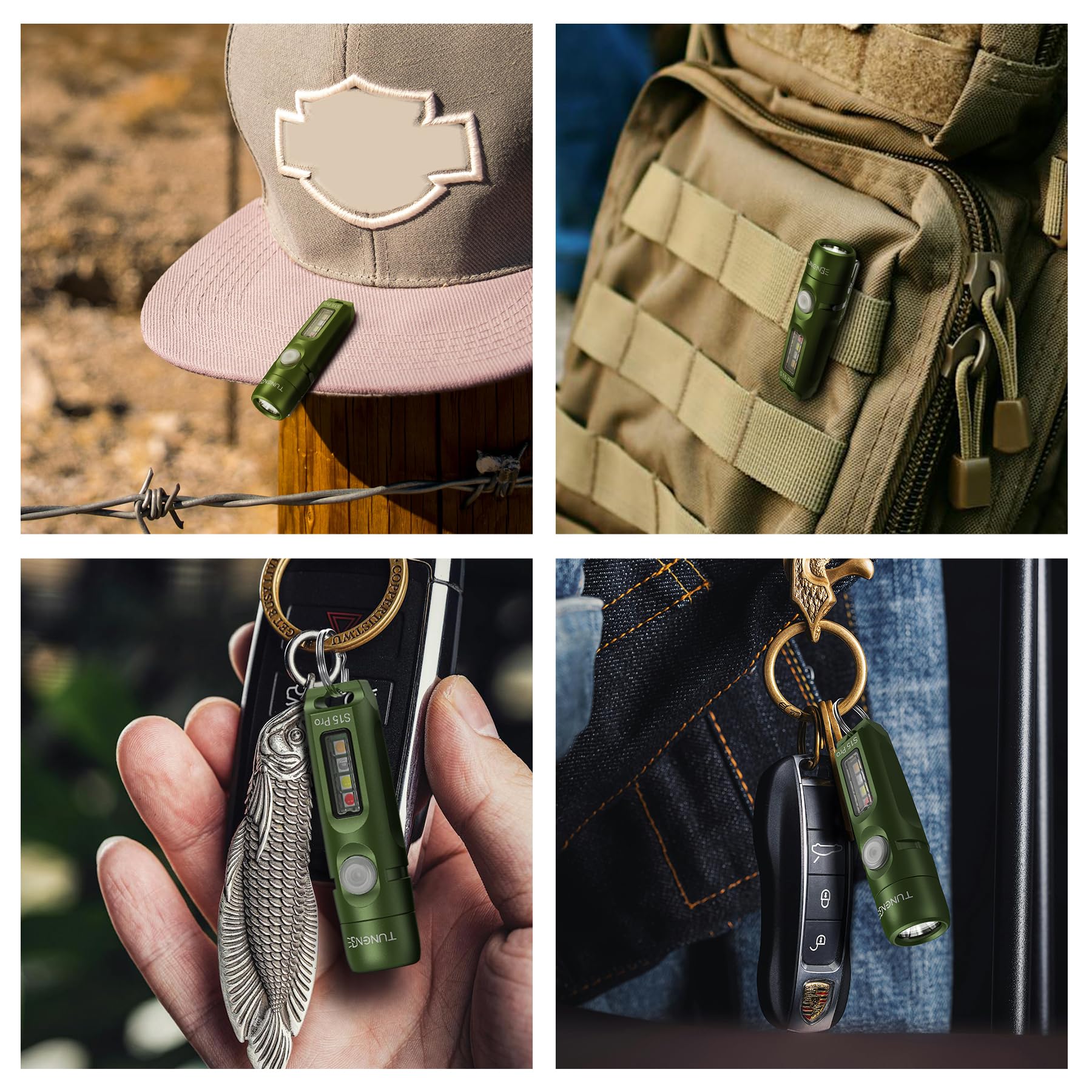 S15PRO-TK 7075 Aluminum Keychain Flashlight Rechargeable, 750 Lumens EDC Mini Flashlight, Pocket Light with 5 Side Light + Screwdriver & Quick-Release Tail Cap for Emergencies, Maintenance, Khaki