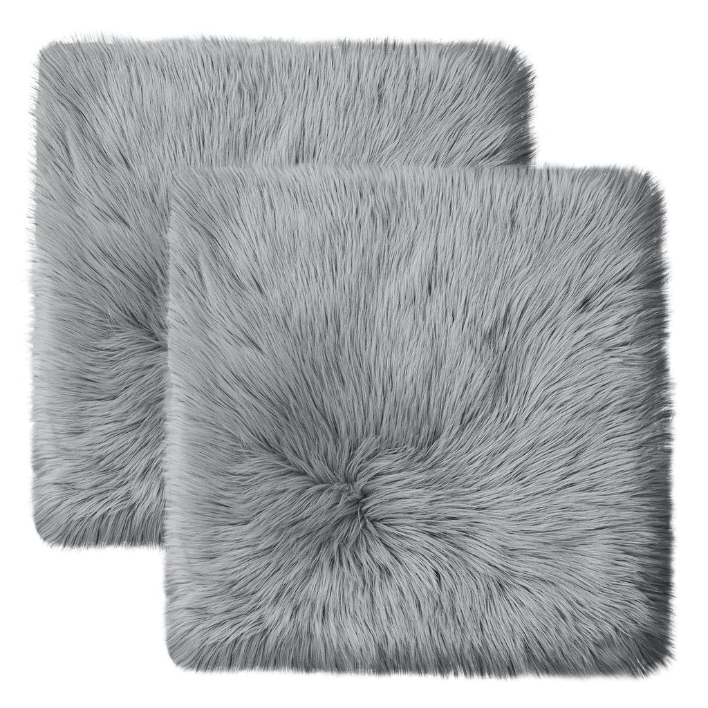 Softlife Black Faux Fur Sheepskin Chair Cover Seats Cushion Pad Super Soft Area Rugs for Living Bedroom Sofa Dorm (1.6ft x 1.6ft)