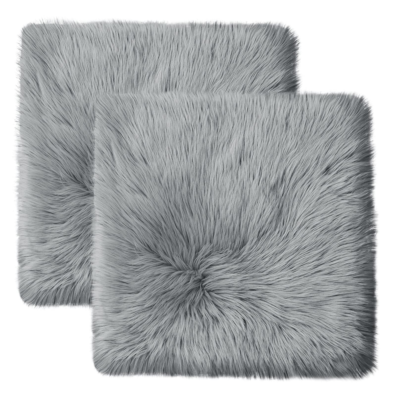Softlife Black Faux Fur Sheepskin Chair Cover Seats Cushion Pad Super Soft Area Rugs for Living Bedroom Sofa Dorm (1.6ft x 1.6ft)