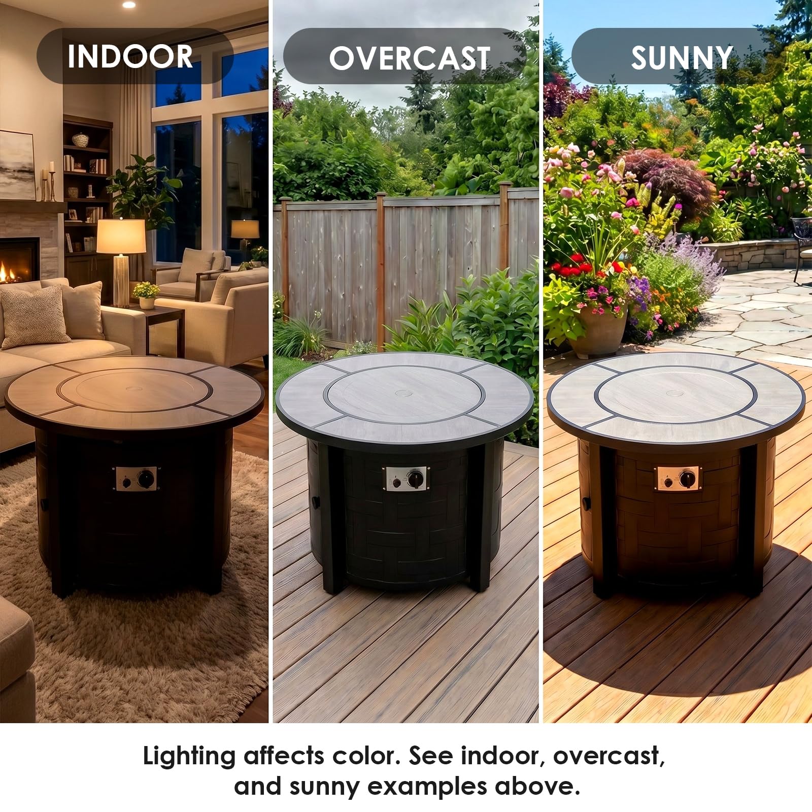 TLGREEN Propane Fire Pit Table 30 Inch Round – 50,000 BTU Outdoor Fire Pit with Lid, Converts to Patio Coffee Table, Certified, Includes Waterproof Cover & Blue Fire Glass(Grey)