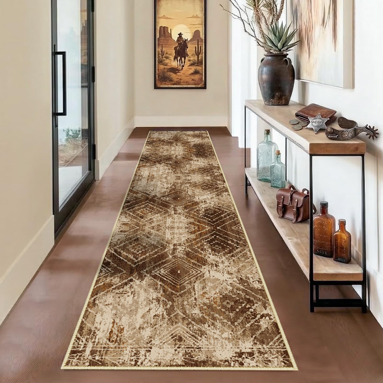 BESTSWEETIE Area Rug 2x3 Rug Machine Washable Non-Slip Low Pile Print Pattern Western Rug for Living Room Bedroom Entryway Tribal Series-Abstract/Cowhide
