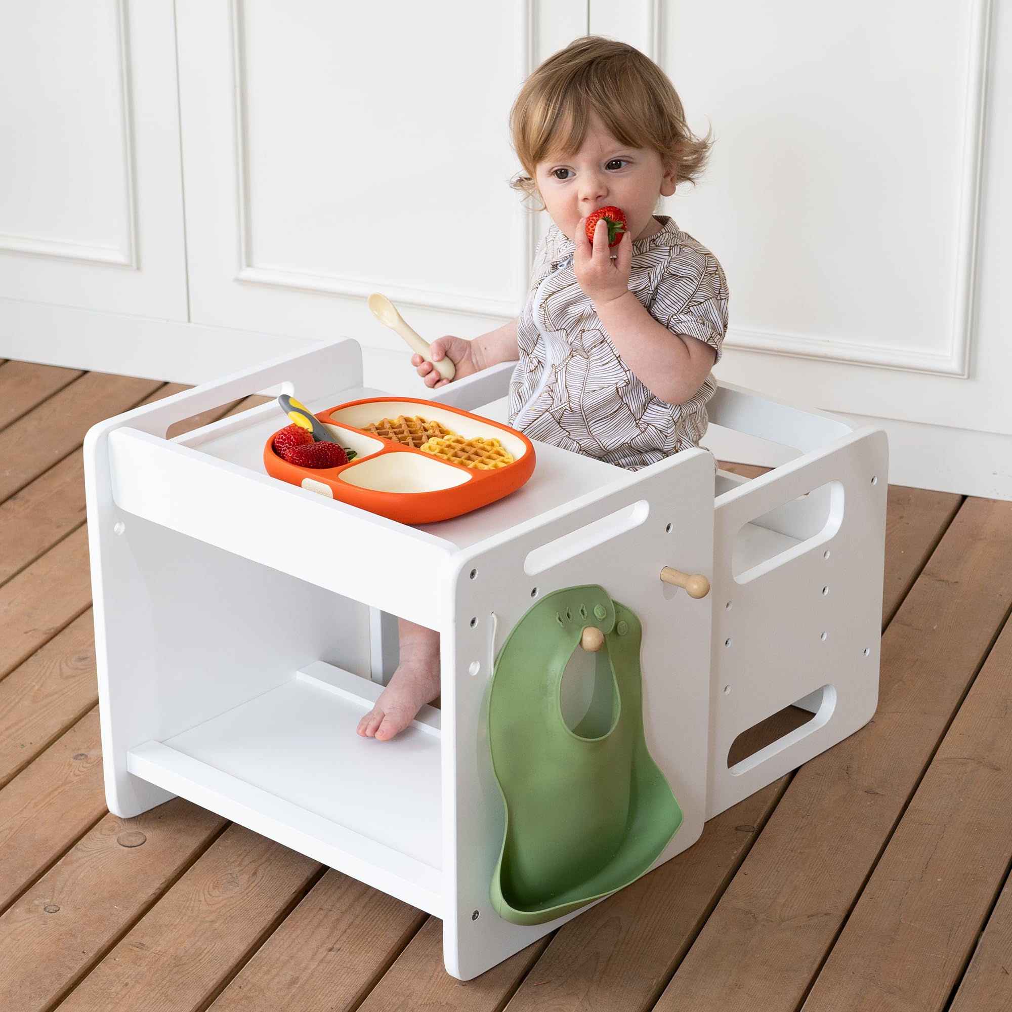 bpmfkid Montessori Weaning Table and Chair Set - Adjustable Design for Toddlers, Ideal for Mealtime, Learning, and Play, Black