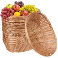 GNIEMCKIN 12 Pack Round Poly Wicker Basket, Diameter 9.5 In, Brown, Plastic, Polypropylene