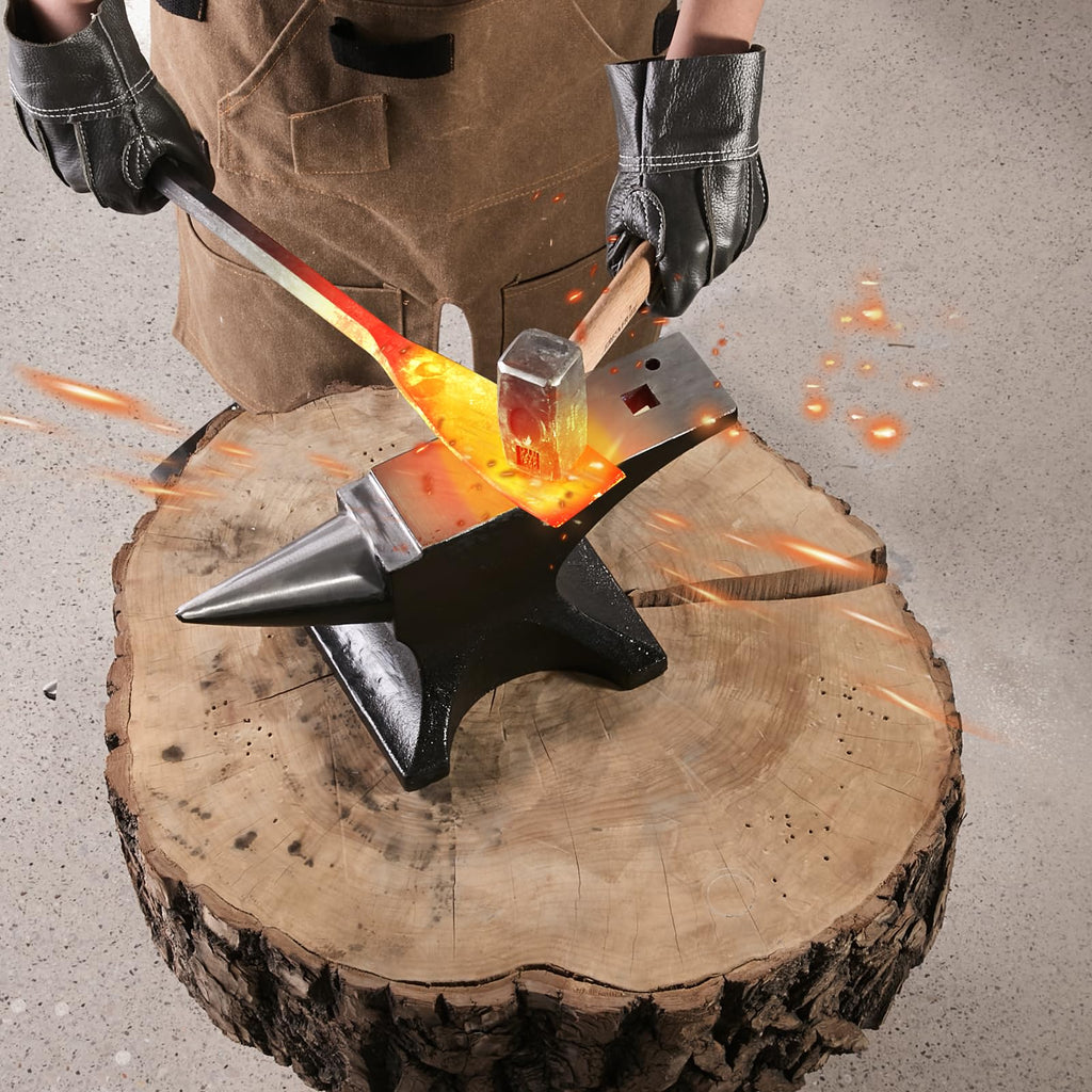 VEVOR Single Horn Anvil, 9 Lbs Cast Steel Anvil, High Hardness Rugged Round Horn Anvil Blacksmith, Compact Design and Stable Base, Forge Tools and Equipment, Metalsmith Tool for Bending and Shaping